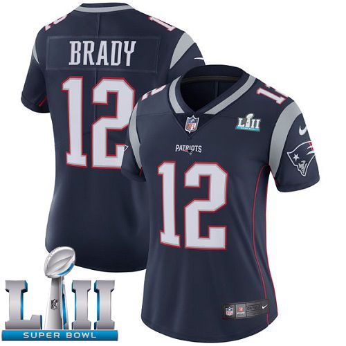 Women New England Patriots #12 Brady Blue Limited 2018 Super Bowl NFL Jerseys->women nfl jersey->Women Jersey